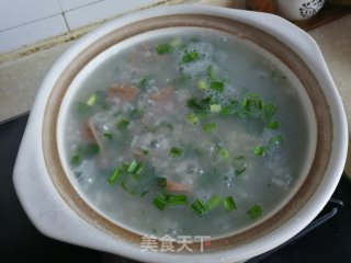 荠菜猪肝粥的做法步骤：6