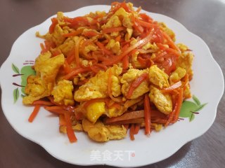 红萝卜炒鹅蛋的做法步骤：7