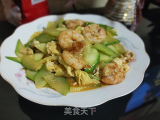 西葫芦虾仁炒鸡蛋的做法步骤：12