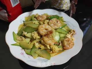 西葫芦虾仁炒鸡蛋的做法步骤：15