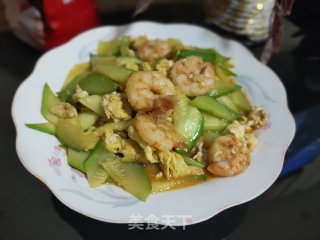 西葫芦虾仁炒鸡蛋的做法步骤：16
