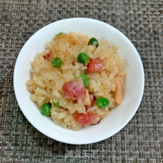 腊肠干鱿糯米饭（电饭煲版）的做法步骤：15