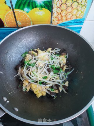 绿豆芽木耳炒鸡蛋的做法步骤：10