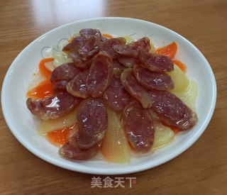 胡萝卜土豆香肠合蒸的做法步骤：7