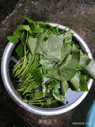 清炒地瓜苗的做法步骤：1