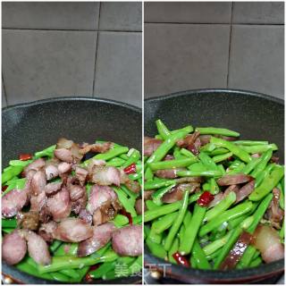 四季豆炒腊味的做法步骤：8