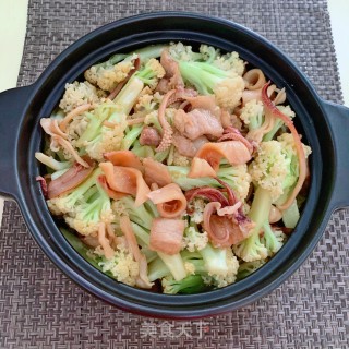 干鱿五花肉炒花菜的做法步骤：15