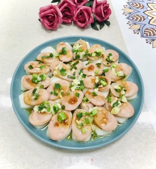 肉肠蒸年糕的做法步骤：7