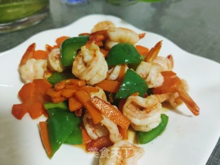 胡萝卜青椒炒虾球的做法步骤：17