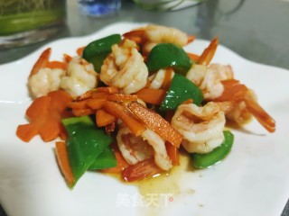 胡萝卜青椒炒虾球的做法步骤：18