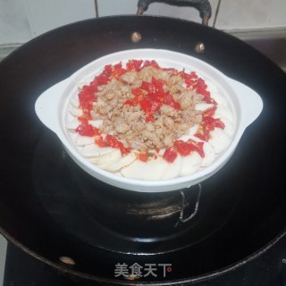 剁椒肉末蒸山药的做法步骤：9