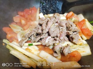 白菜梗炒牛肉的做法步骤：5