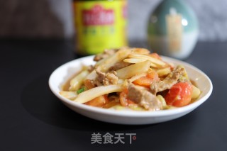 白菜梗炒牛肉的做法步骤：8