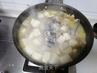 鱼头炖豆腐的做法步骤：7