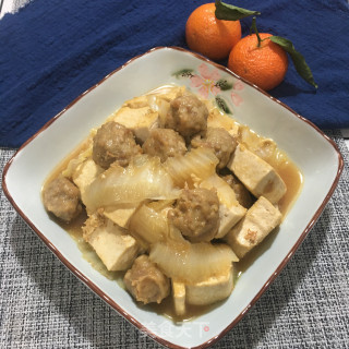 白菜豆腐烧肉圆的做法步骤：11