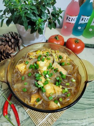 煎豆腐豆芽炖粉皮的做法步骤：11