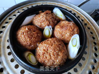 蒸牛肉狮子头的做法步骤：13