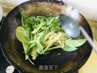 黄豆芽油菜炒豆腐干的做法步骤：4