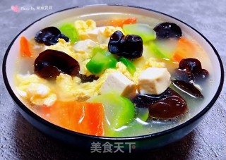 儿菜豆腐木耳蛋花汤的做法步骤：10