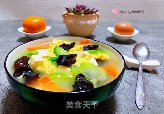 儿菜豆腐木耳蛋花汤的做法步骤：13