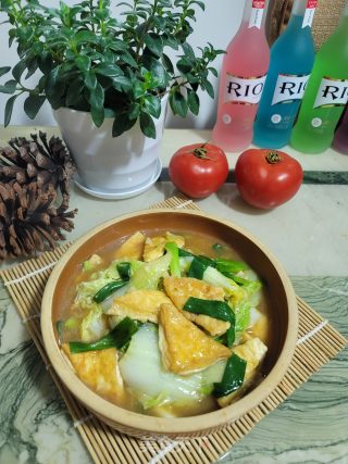 煎豆腐烧白菜的做法步骤：16