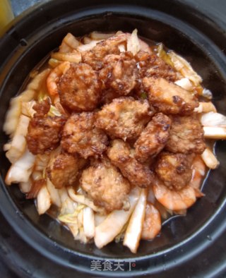 白菜福丸鲜虾煲的做法步骤：11