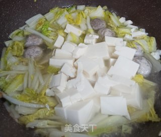 白菜丸子豆腐汤的做法步骤：4