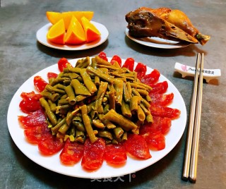 酸豆角炒腊肠的做法步骤：11