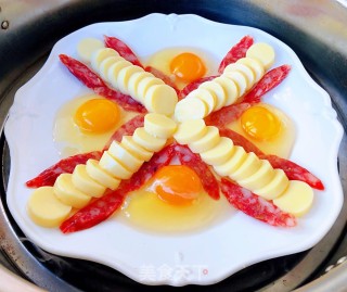 日本豆腐腊肠蒸蛋#早春美味#的做法步骤：6