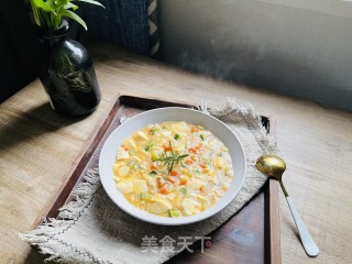 咸鲜可口的咸蛋黄豆腐羹的做法步骤：11