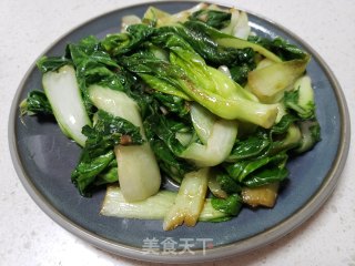 清炒上海青的做法步骤：4