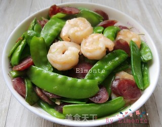 腊肠虾仁炒荷兰豆的做法步骤：10