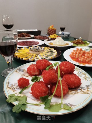 新年红红火火的美食～荔枝芝心虾球的做法步骤：9