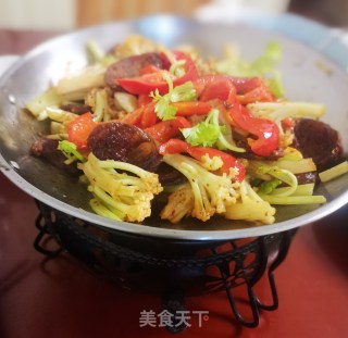 干锅麻辣肠花菜的做法步骤：12