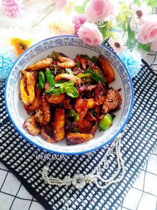 干饼子炒大虾的做法步骤：14