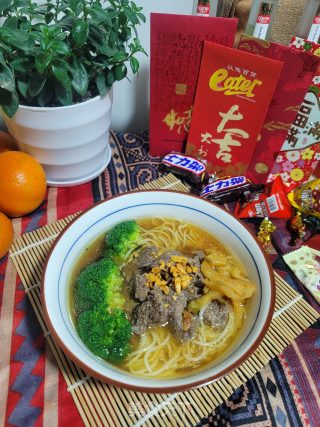 西兰花牛肉榨菜面的做法步骤：9