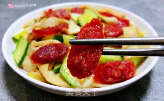 腊肠黄瓜炒杏鲍菇的做法步骤：14