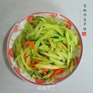 青椒炒莴笋丝的做法步骤：5