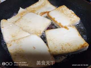 菜梗炒豆腐的做法步骤：1