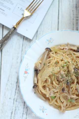 和风鸡肉蘑菇奶油意面的做法步骤：12