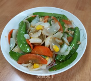 荷兰豆胡萝卜炒百合的做法步骤：7