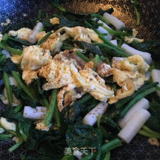 菠菜鸡蛋炒年糕的做法步骤：12