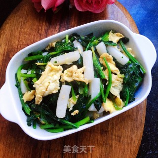 菠菜鸡蛋炒年糕的做法步骤：15