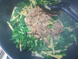 荠菜肉丝炒年糕的做法步骤：9