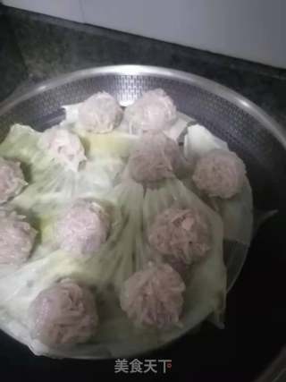 荠菜芯丸子的做法步骤：6