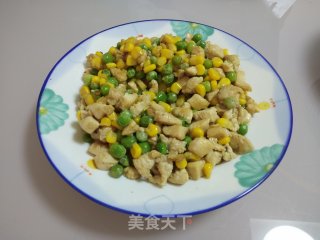 玉米青豆炒鸡丁的做法步骤：10