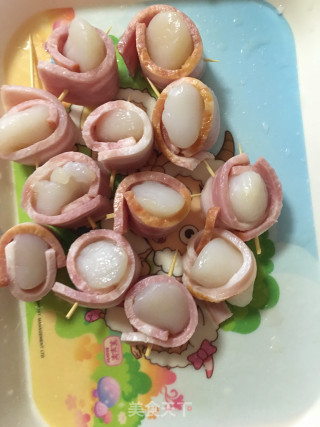 培根煎带子的做法步骤：3