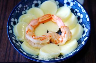 玉子豆腐蒸凤尾虾的做法步骤：3
