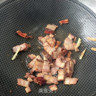 烟熏腊肉炒藜蒿的做法步骤：9