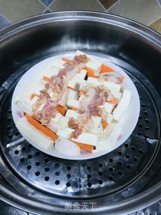 豆腐肉末蒸淮山的做法步骤：5